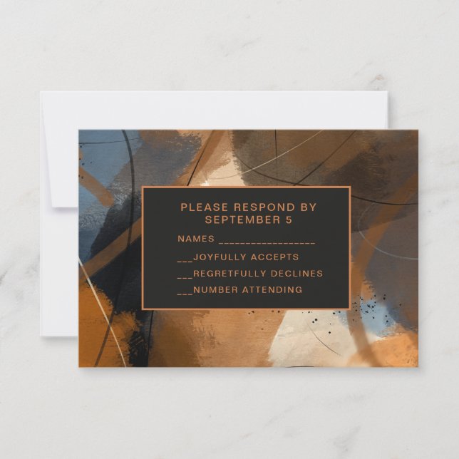 Abstract Terracotta RSVP Card Wedding Unique (Frente)