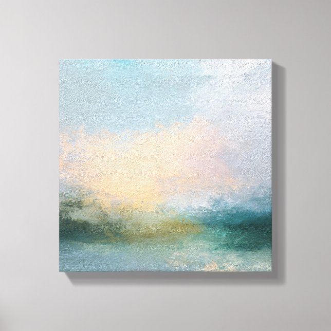 Abstract Textured Canvas Art | Ethereal Teal,Peach (Frente)