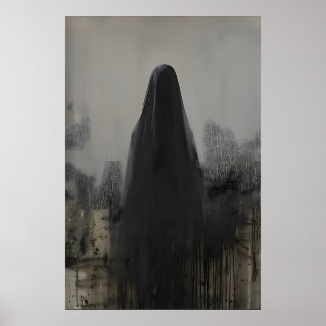 Abstract Veiled Person Gothic Art Printable Poster (Frente)