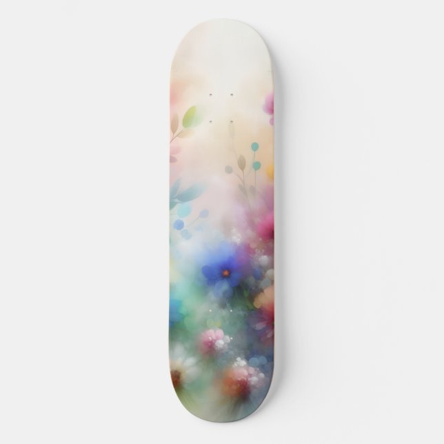 Abstract Watercolor Florals Skateboard (Frente)