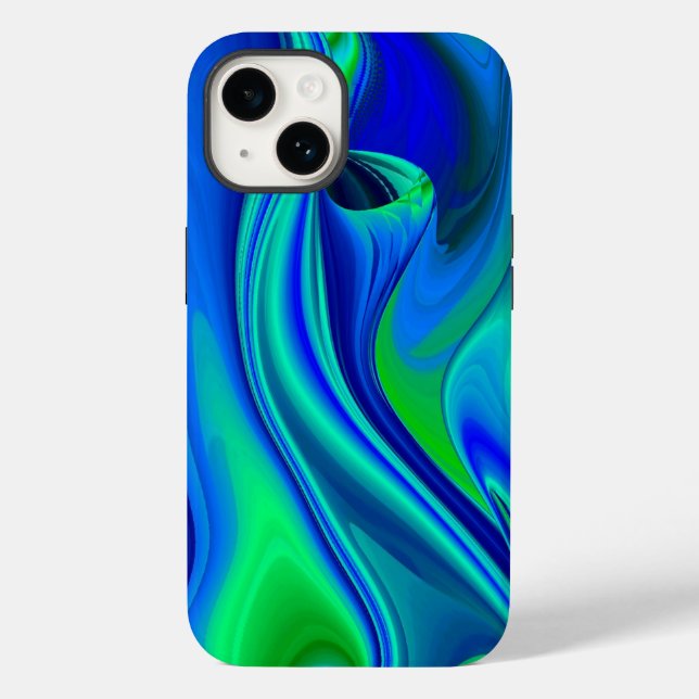 abstrato 3D em azul verde roxo (Verso)