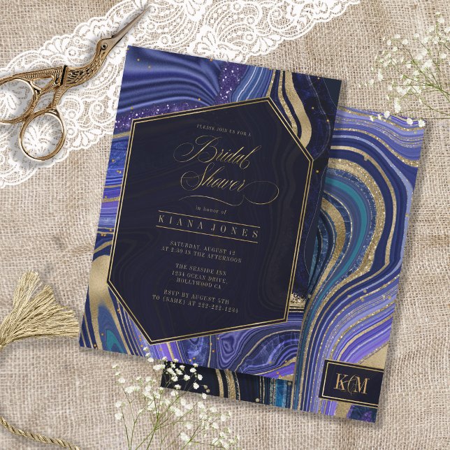 Abstrato Agate Chá de panela Midnight ID827 (Front/Back In Situ)