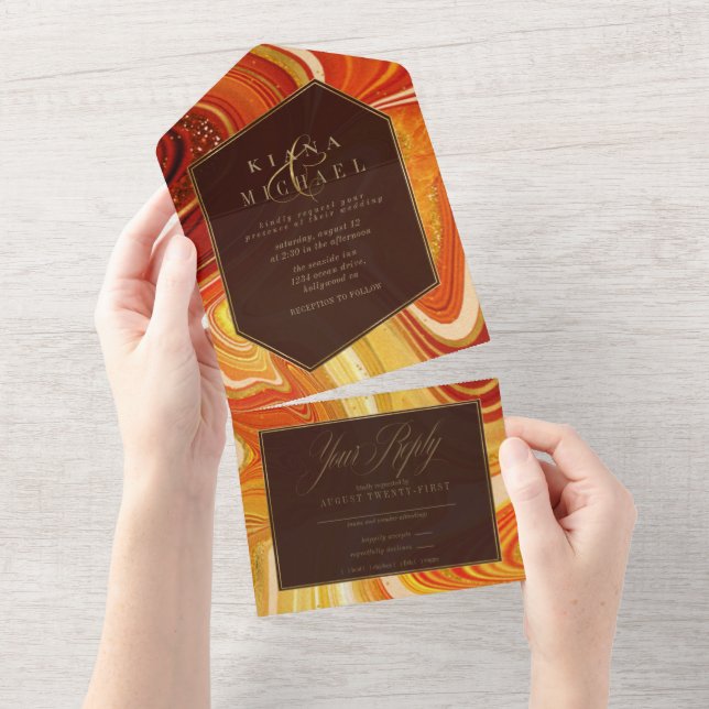 Abstrato Agate Wedding Hot Orange ID827 (Tearaway)