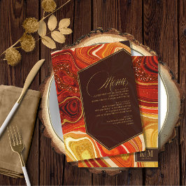 Abstrato Agate Wedding Menu V1 Hot Orange ID827