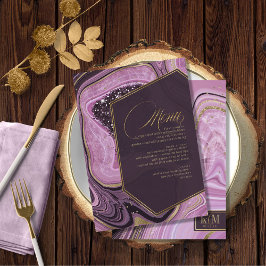 Abstrato Agate Wedding Menu V1 Mauve ID827