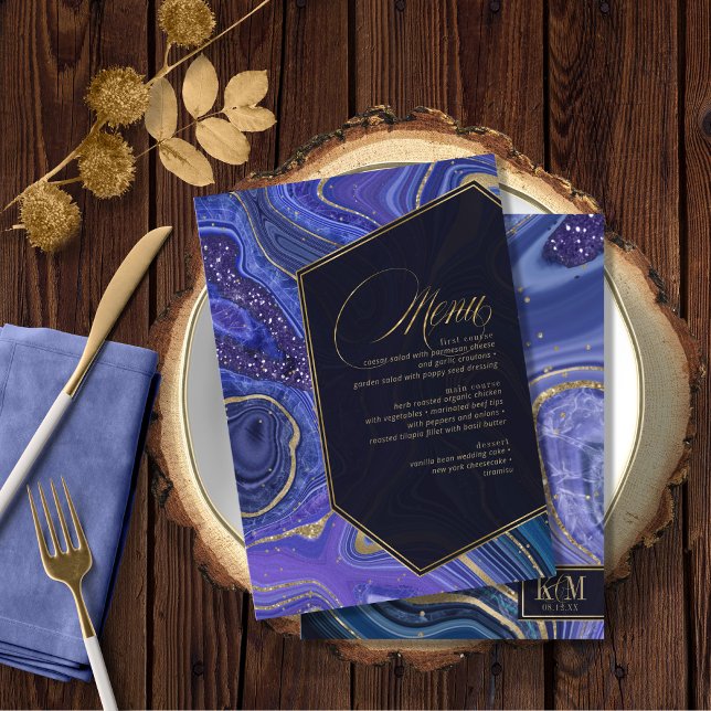 Abstrato Agate Wedding Menu V1 Midnight ID827 (Criador carregado)