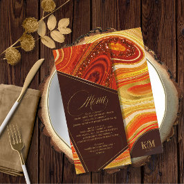 Abstrato Agate Wedding Menu V2 Hot Orange ID827