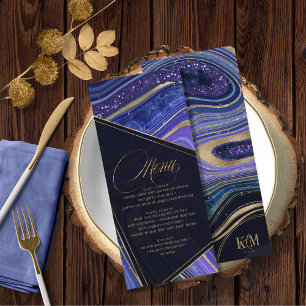 Abstrato Agate Wedding Menu V2 Midnight ID827