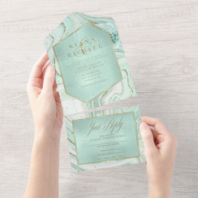 Abstrato Agate Wedding Mint Green ID827 (Tearaway)