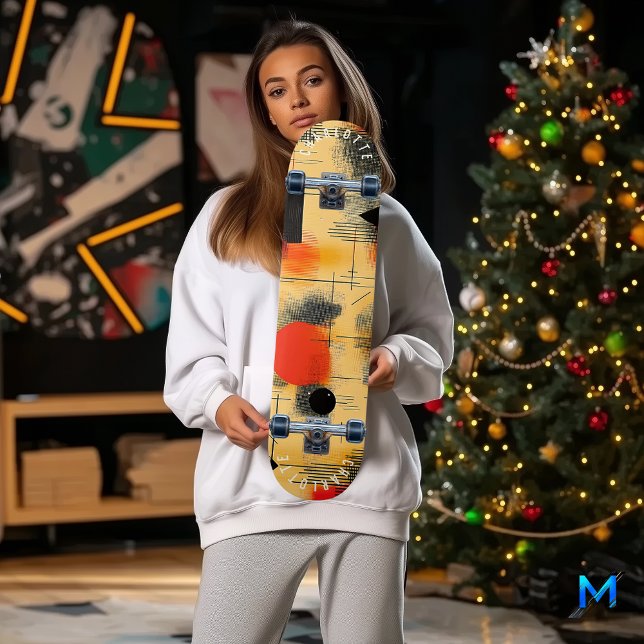 Abstrato amarelo-vibrante e Design de skate vermel (Criador carregado)