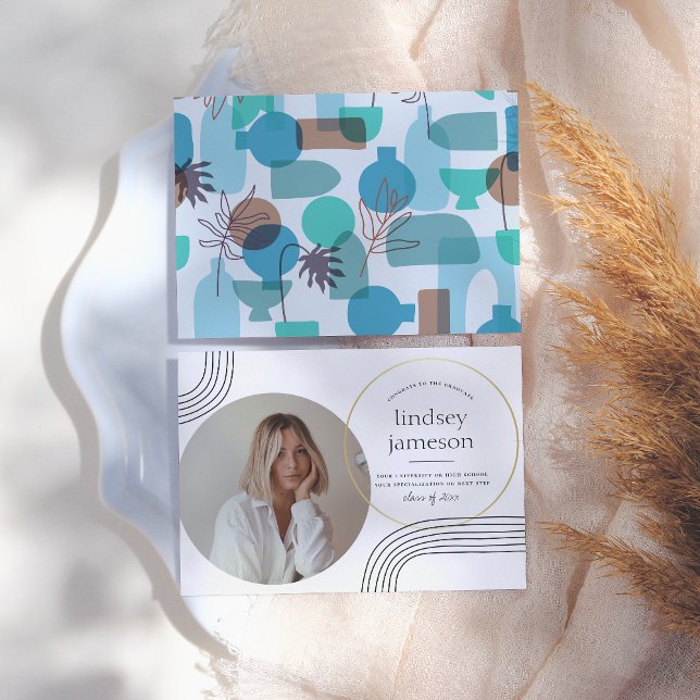 Abstrato | Anúncio de Graduação de Fotos Azul (Criador carregado)