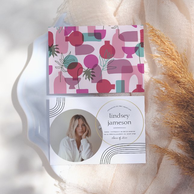 Abstrato | Anúncio de Graduação de Fotos Rosa (Criador carregado)