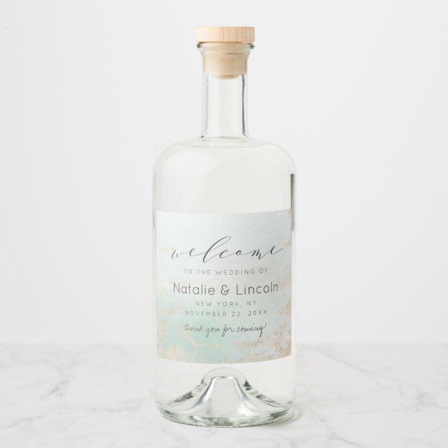 Abstrato Aqua Ombre Fade com luz Dourada do Fosco (Frente)