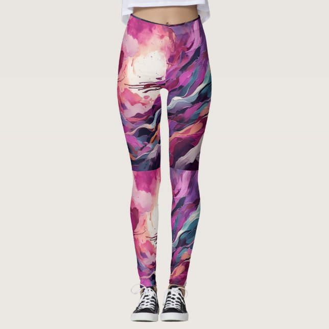 Abstrato Aria: Agitando Leggings Sunset (Frente)