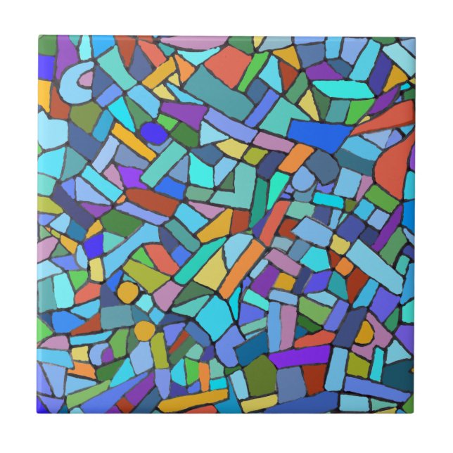 Abstrato Art Belo Mosaico Azul Colorido (Frente)