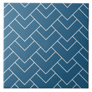 Abstrato Art Deco Style Marine Blue Cerâmica azule
