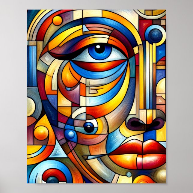 Abstrato Art Estilizado Face Humana Poster (Frente)