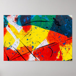 Abstrato art poster - amarelo, azul, laranja