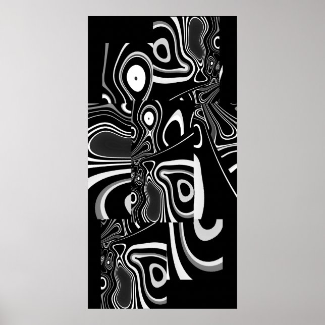 Abstrato Art Poster ultra moderno preto branco 2 (Frente)