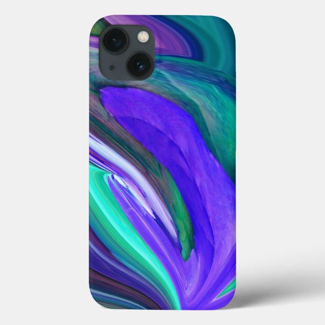 Abstrato Art Purple N Teal Leaf iPad Case (Verso)