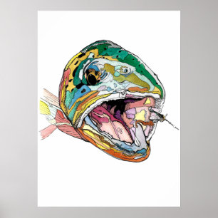 Abstrato Art Trout Poster
