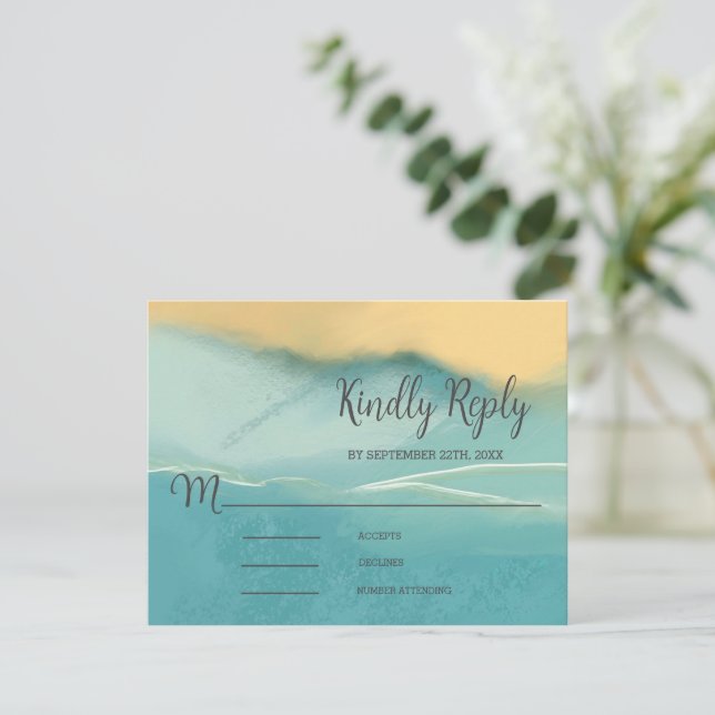 Abstrato Artístico Paisagem Casamento RSVP (Em pé/Frente)