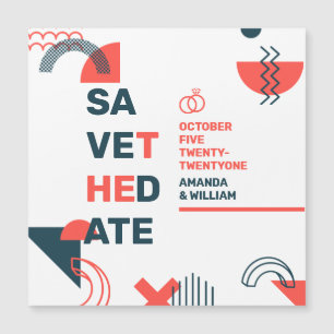 Abstrato Azul e Casamento Vermelho do Estilo Memph