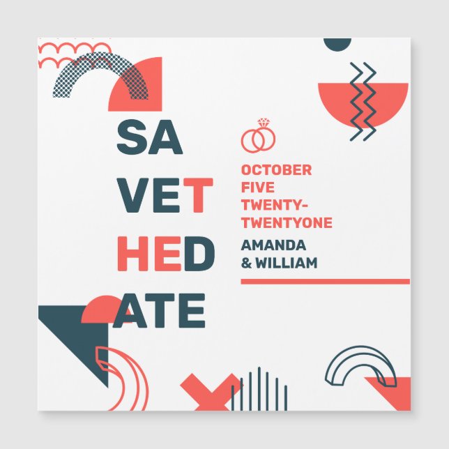 Abstrato Azul e Casamento Vermelho do Estilo Memph (Frente)