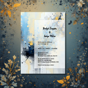 Abstrato Azul e Dourado casamento do Trabalho de a