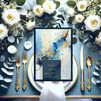 Abstrato Azul e Dourado casamento do Trabalho de a