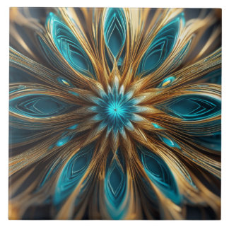 Abstrato azul e loiro radial floral 3 d