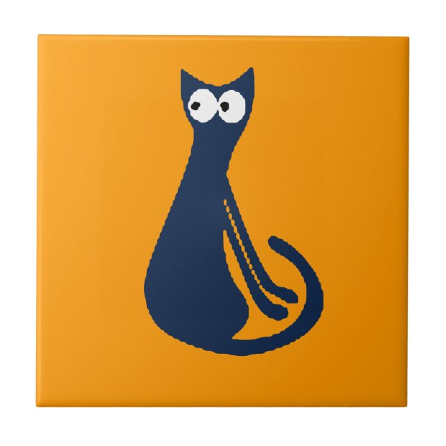 Abstrato azul Gato em Amarelo (Frente)