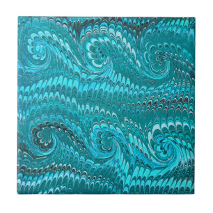 Abstrato Azul-Teal Moderno, Cabeleiras Marmoreadas