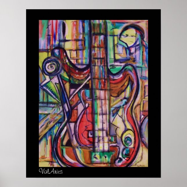 Abstrato Bass Guitar Poster por ValAries (Frente)