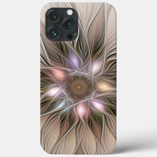 Abstrato Beige Brown Floral Fractal de Flor Joyful (Verso)