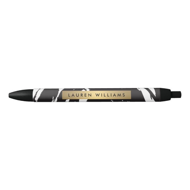 Abstrato Black Brushstrokes Personalizado Caneta (Frente)