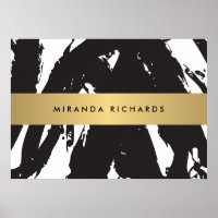 Abstrato Black Brushstrokes Poster II