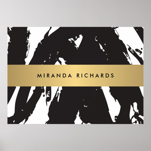 Abstrato Black Brushstrokes Poster II (Frente)