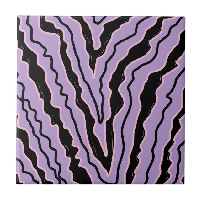 Abstrato Black Purple Marble Stripe Bold Modern (Frente)