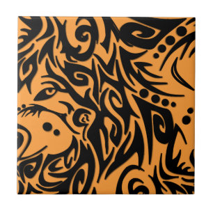 Abstrato Black Tribal Design em Laranja
