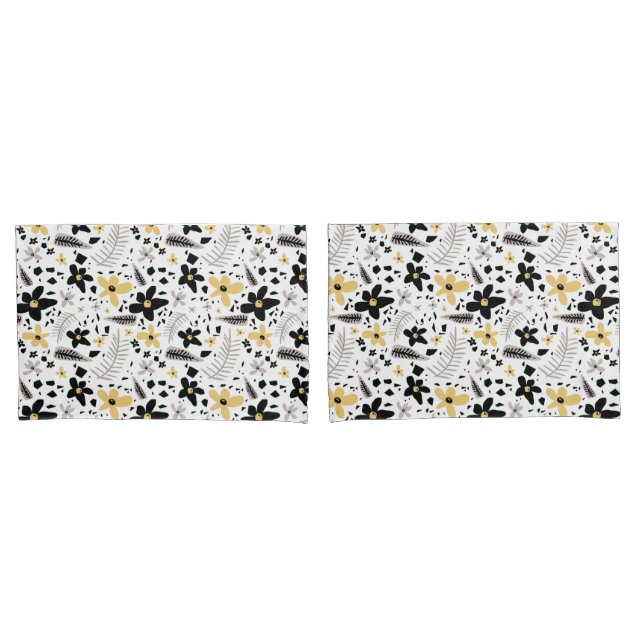 Abstrato Black Yellow Cinza Floral Sem Costura Pad (Frente - conjunto)