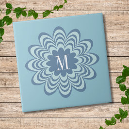 Abstrato Blue Flower Personalizado Monograma Inici