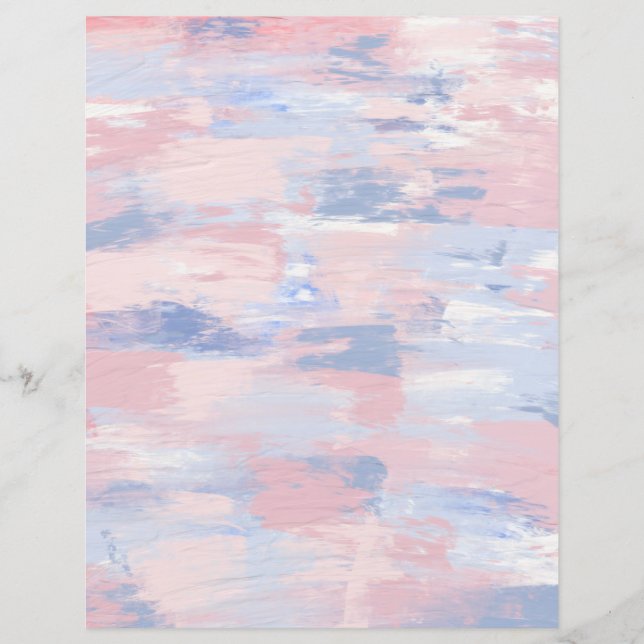 Abstrato Blush e Blue Paint Scrapbook Paper (Frente)