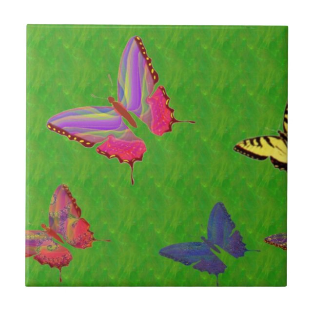 Abstrato Borboletas Azulejo cerâmica (Frente)