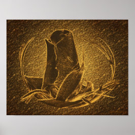 Abstrato Brown Rosebud Art Floral Impressão