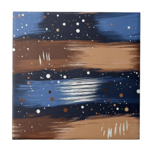 Abstrato Brushstrokes em Azul, Branco e Marrom (3)