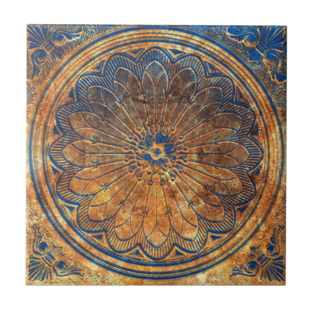 Abstrato Caleidoscópio Árabe Mandala Bronze (Frente)