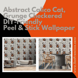 Abstrato Calico Cat, Grunge Checkered Peel & Stick