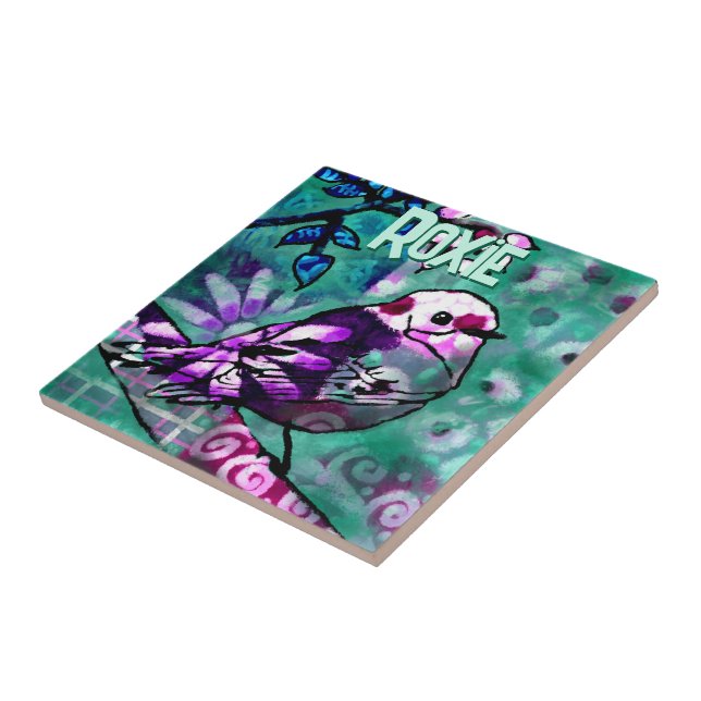 Abstrato Caprichoso Floral Pássaro Personalizado (Lateral)