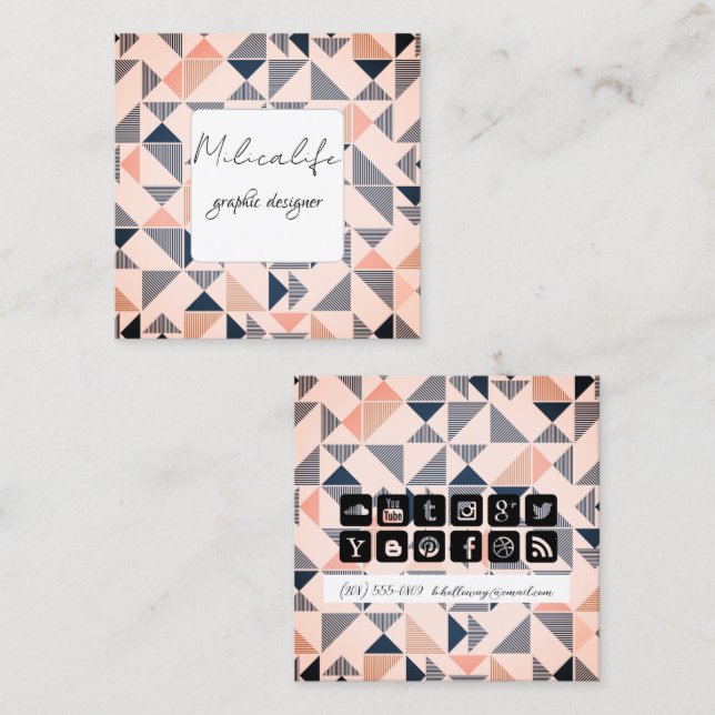 Abstrato, cartão de visita de mídia social (Frente/Verso)